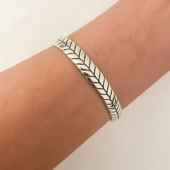 925 Sterling Silver Cuff Bracelet Silver Bangle Open Cuff Bracelet - Picture 6 of 6